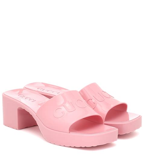 gucci logo rubber sandal|Gucci rubber platform sandals.